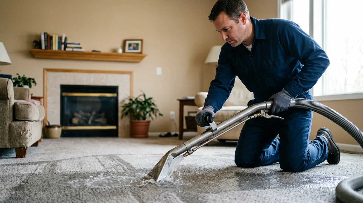 Water damage restoration technician working near Anoka, MN